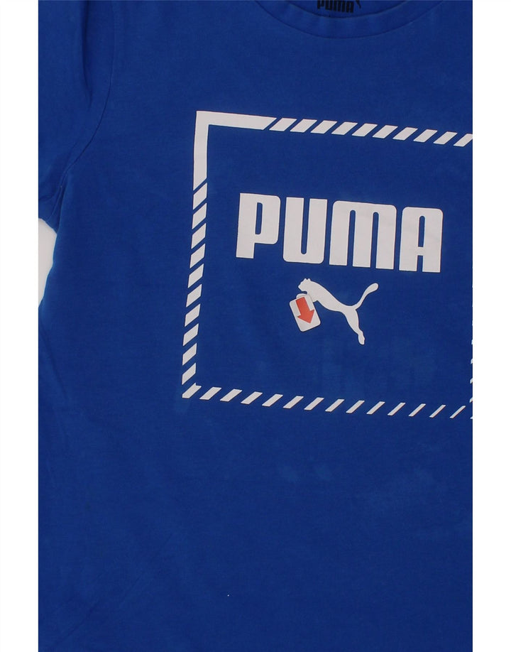 PUMA Boys Graphic T-Shirt Top 7-8 Years Blue Cotton Vintage Puma and Second-Hand Puma from Messina Hembry 