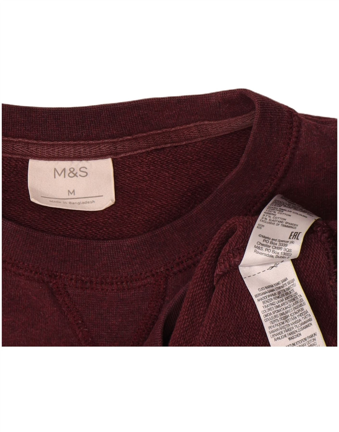 Marks & Spencer Γυναικεία Φούτερ Jumper UK 14 Medium μπορντό βαμβακερό