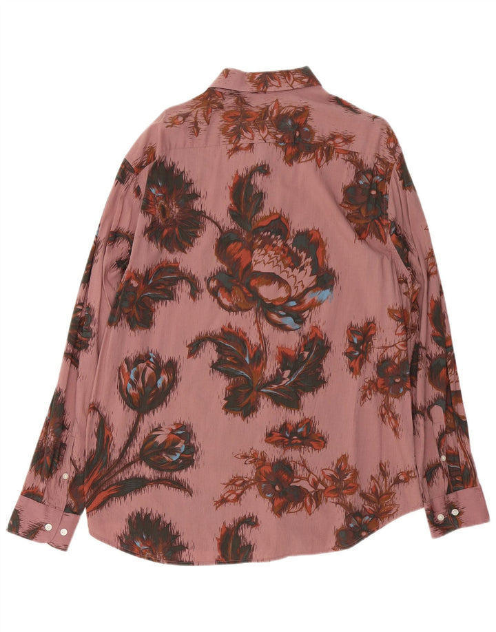 Ανδρικό πουκάμισο VINTAGE μεγάλο ροζ φλοράλ βαμβακερό