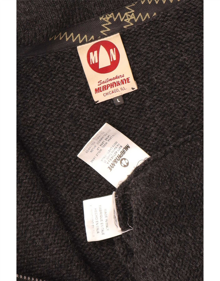 Murphy & Nye Mens Sailmakers Graphic Cardigan πουλόβερ μεγάλο γκρι μαλλί