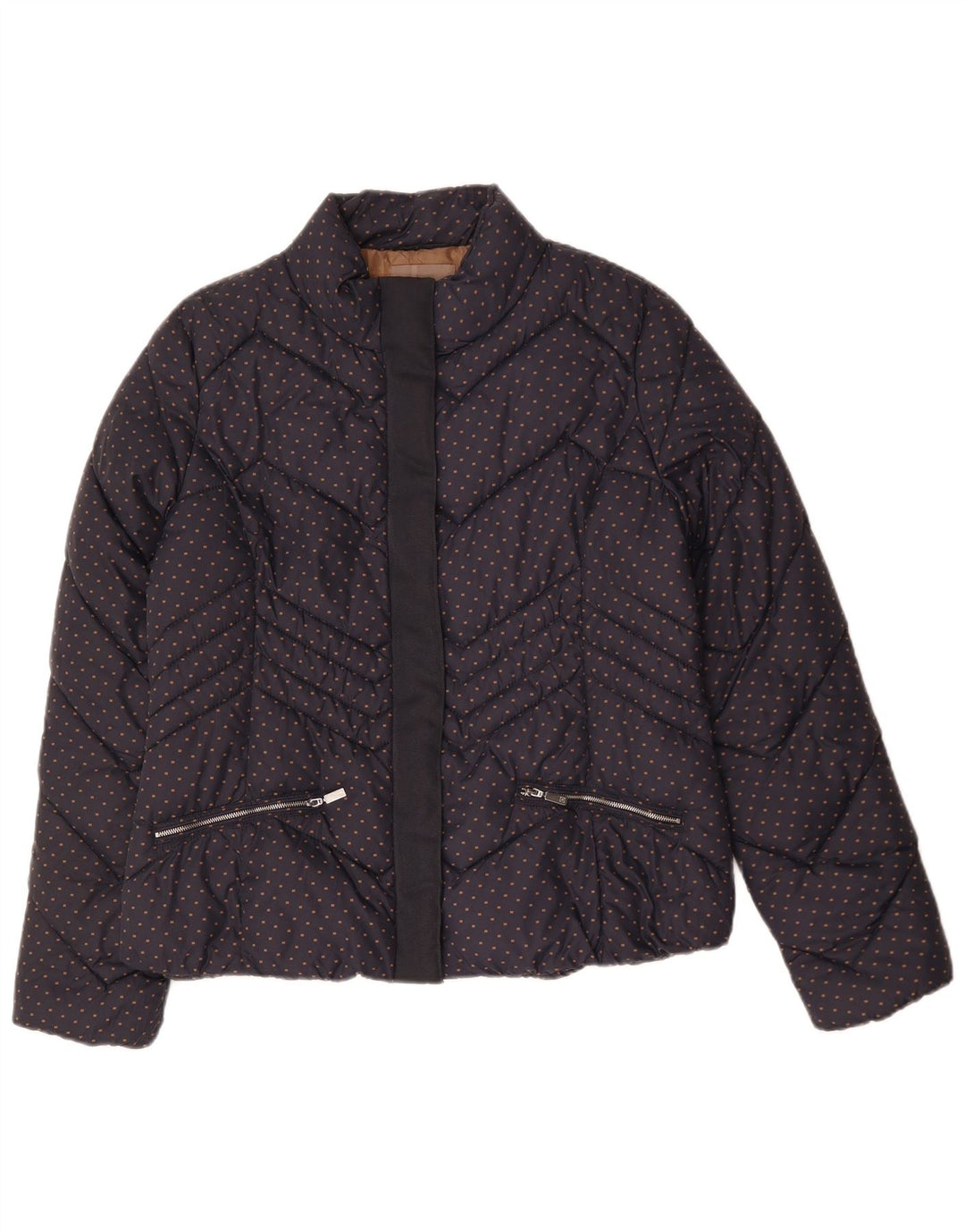 Diana Gallesi Γυναικείο μπουφάν UK 16 Large Navy Blue Spotted Polyamide