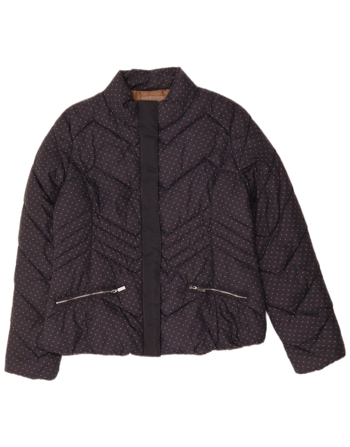 Diana Gallesi Γυναικείο μπουφάν UK 16 Large Navy Blue Spotted Polyamide