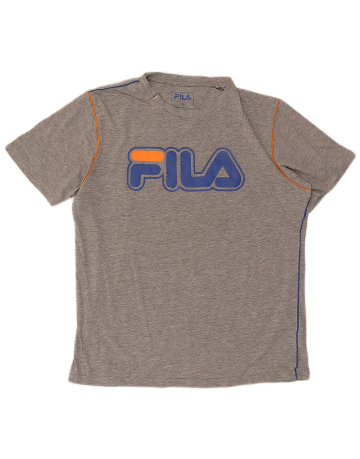 Ανδρικό γραφικό T-Shirt Fila Top Βαμβακερό μεσαίο γκρι