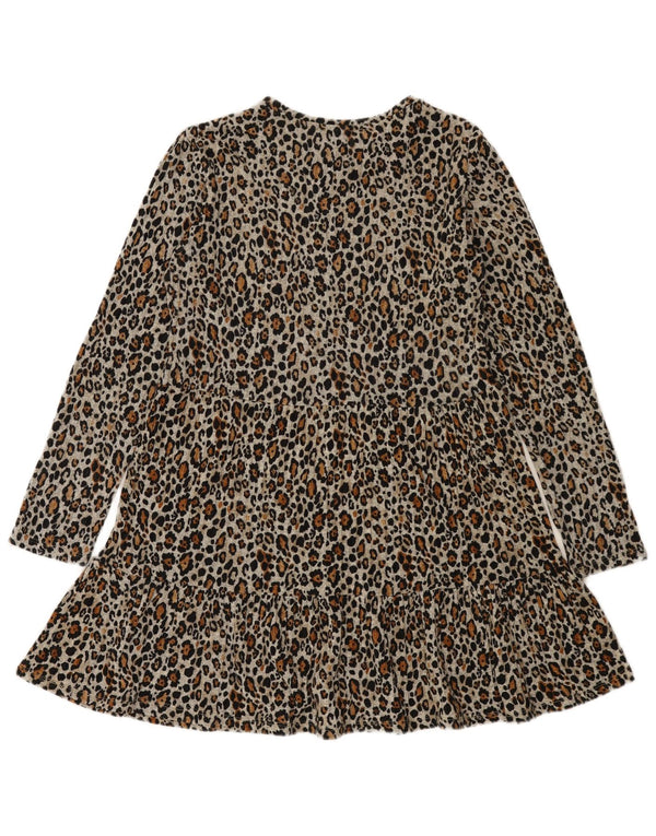 Zara Γυναικείο μακρυμάνικο φόρεμα A-Line UK 12 Medium Grey Animal print