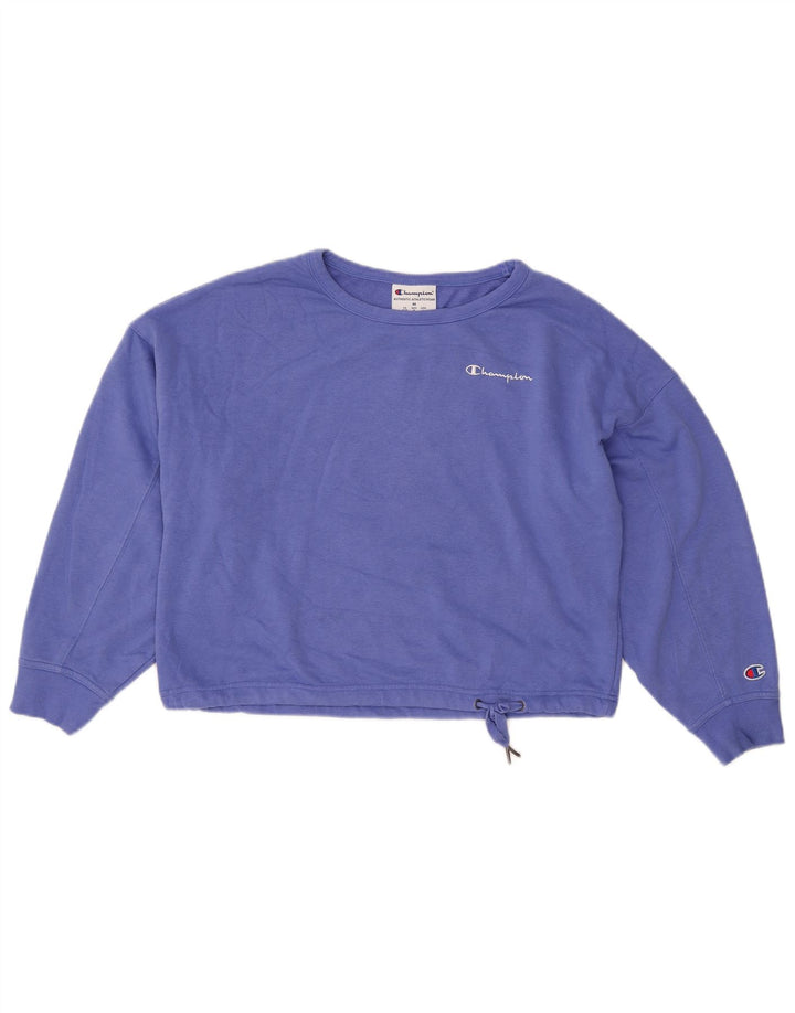 CHAMPION Γυναικεία Crop Oversized Φούτερ Jumper UK 14 Medium Blue