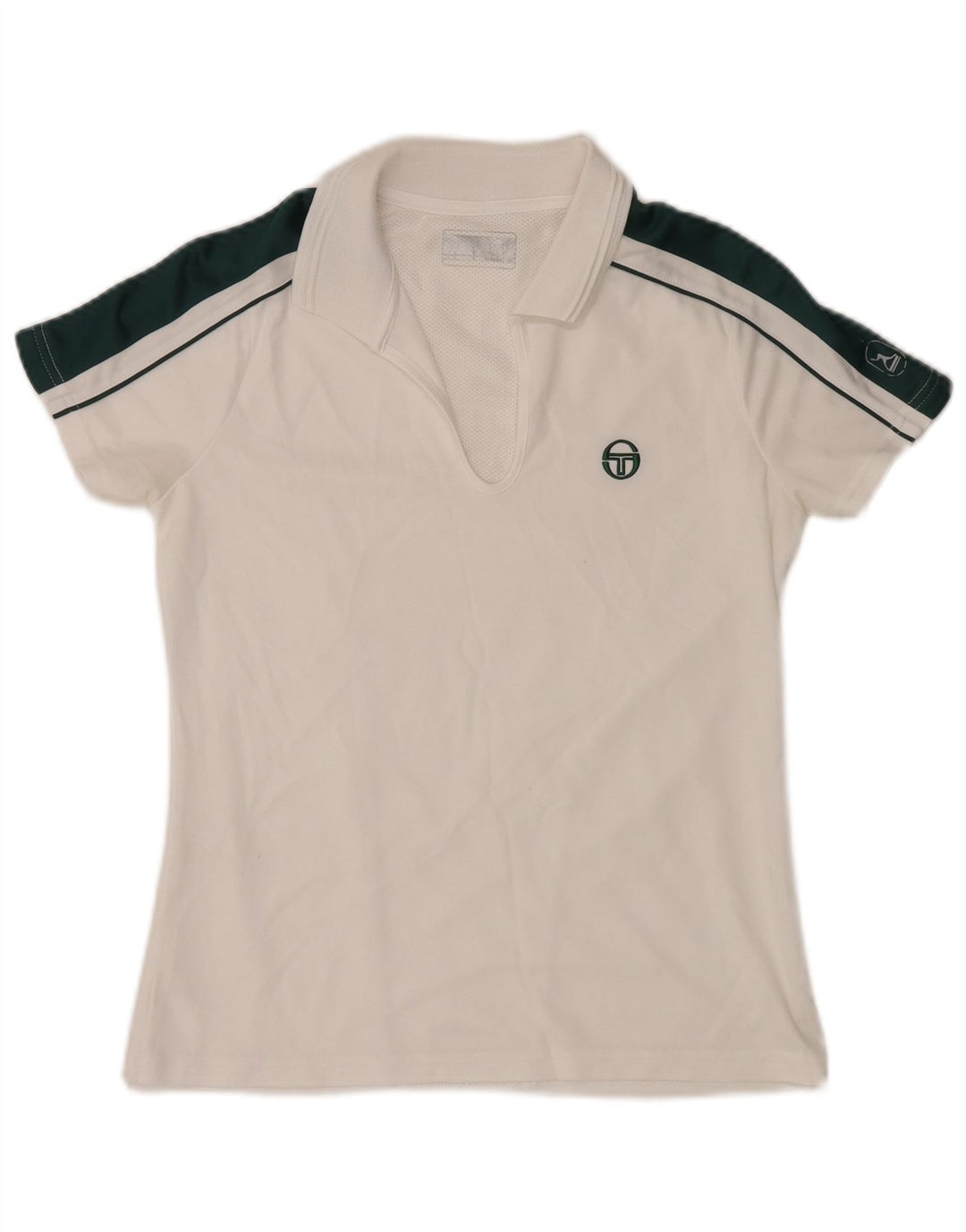 SERGIO TACCHINI Γυναικείο μπλουζάκι πόλο UK 12 Medium White Colourblock