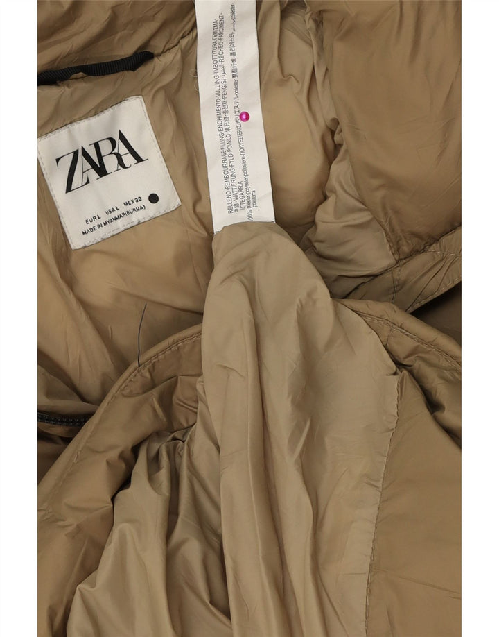 Zara γυναικείο μπουφάν με κουκούλα μεγάλου μεγέθους 16 μεγάλο μπεζ πολυεστέρας UK