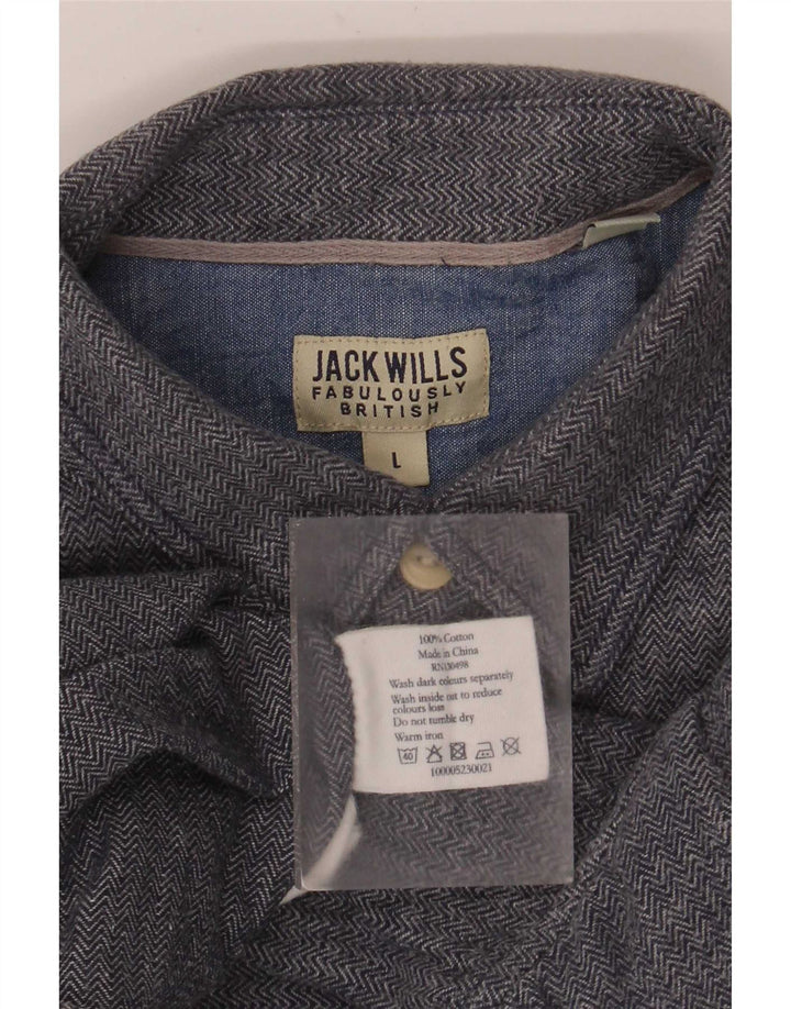 Jack Wills Ανδρικό πουκάμισο μεγάλο μπλε βαμβακερό ψαροκόκκαλο