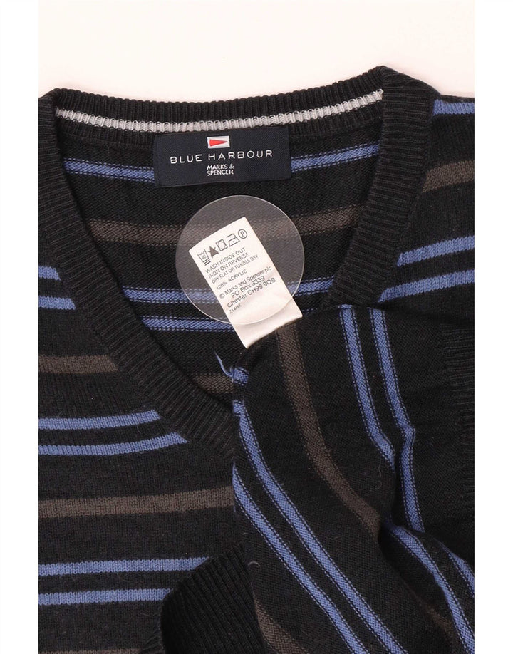 Marks & Spencer Ανδρικό πουλόβερ με λαιμόκοψη με λαιμόκοψη με μεσαίο μπλε ριγέ ακρυλικό