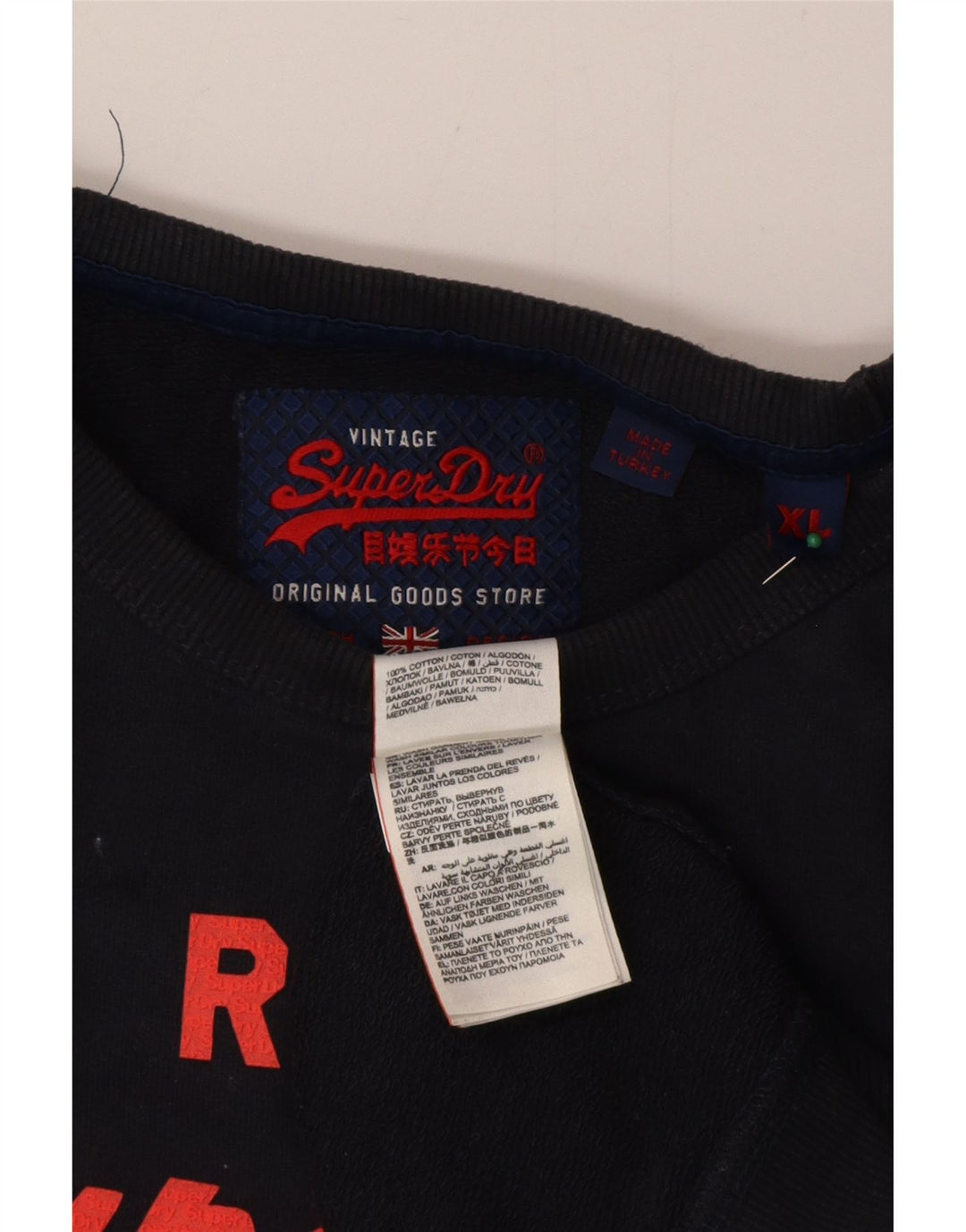 Ανδρικό γραφικό φούτερ Superdry Jumper XL Navy Blue Cotton