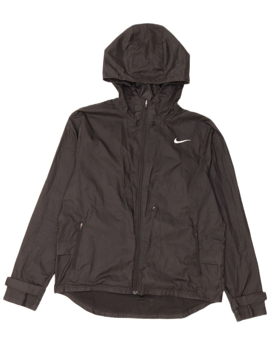 Nike γυναικείο μπουφάν βροχής με κουκούλα UK 14 Μεσαίο μαύρο πολυεστέρα