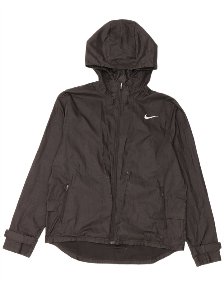 Nike γυναικείο μπουφάν βροχής με κουκούλα UK 14 Μεσαίο μαύρο πολυεστέρα