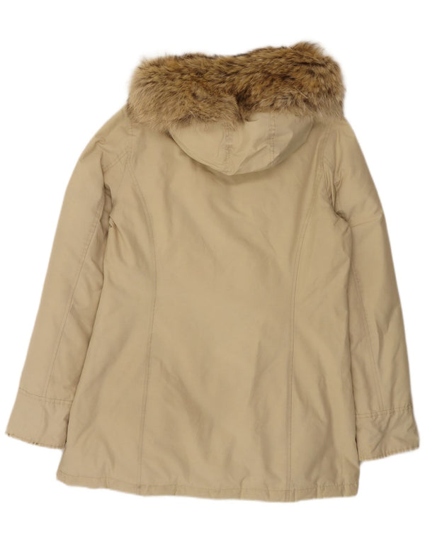 Woolrich Γυναικείο παλτό με κουκούλα UK 14 Βαμβακερό μεσαίο μπεζ