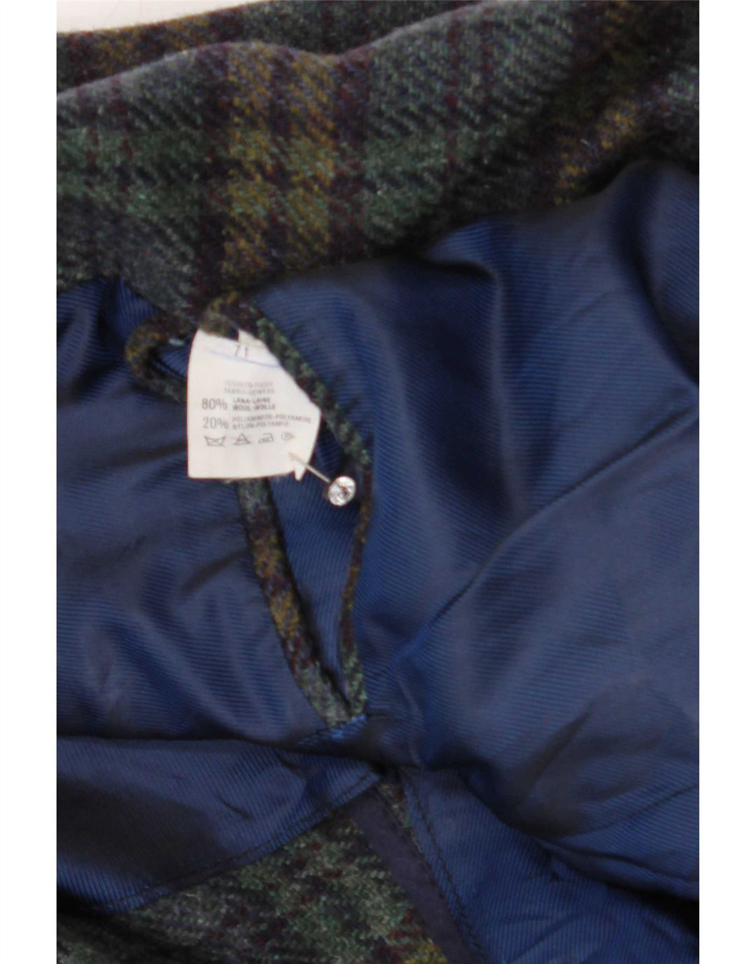 Vintage Ανδρικό σακάκι με 2 κουμπιά σακάκι IT 50 Large Navy Blue Check Wool