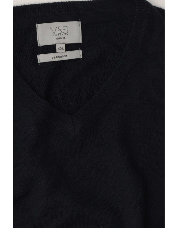 Marks & Spencer Ανδρικό πουλόβερ με κανονική εφαρμογή V-Neck Jumper 2XL Navy Blue