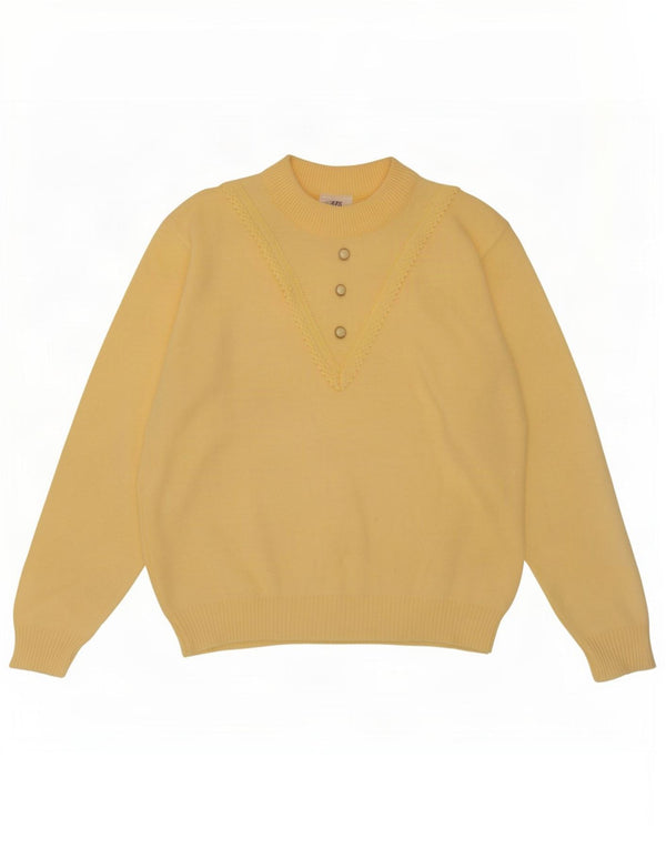 Γυναικείο Snatch Crew Neck Jumper UK 14 Medium Yellow Acrylic