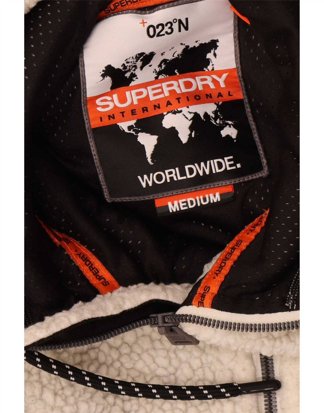 Superdry Ανδρικό μπουφάν Fleece με κουκούλα UK 38 Medium Off White Polyester