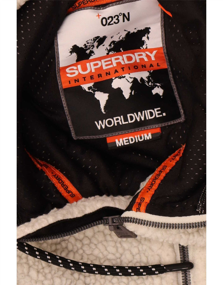 Superdry Ανδρικό μπουφάν Fleece με κουκούλα UK 38 Medium Off White Polyester