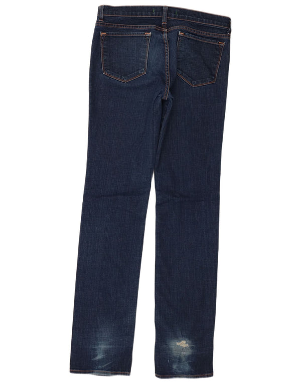 J Brand Womens Distressed Straight Jeans W31 L34 Navy Blue Cotton