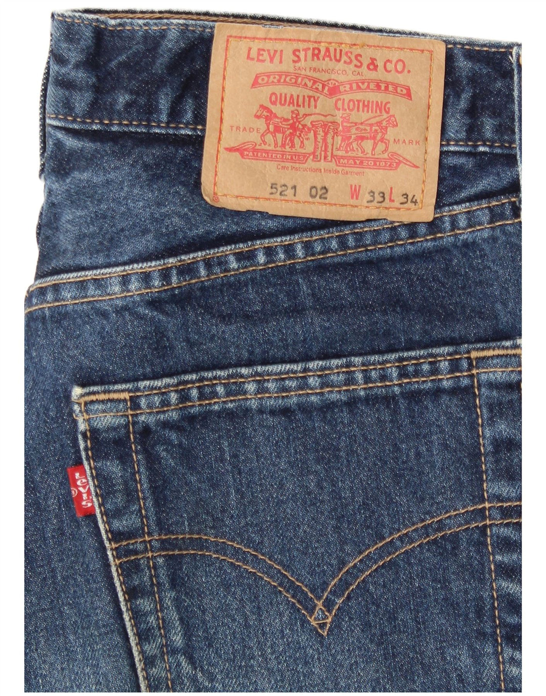 Levi's Mens 521 Straight Jeans W33 L29 Blue Cotton