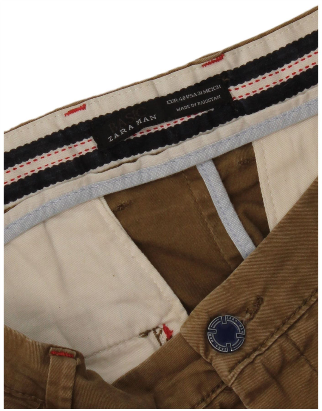 Zara Ανδρικό παντελόνι Chino Slim EU 40 Medium W31 L33 Καφέ