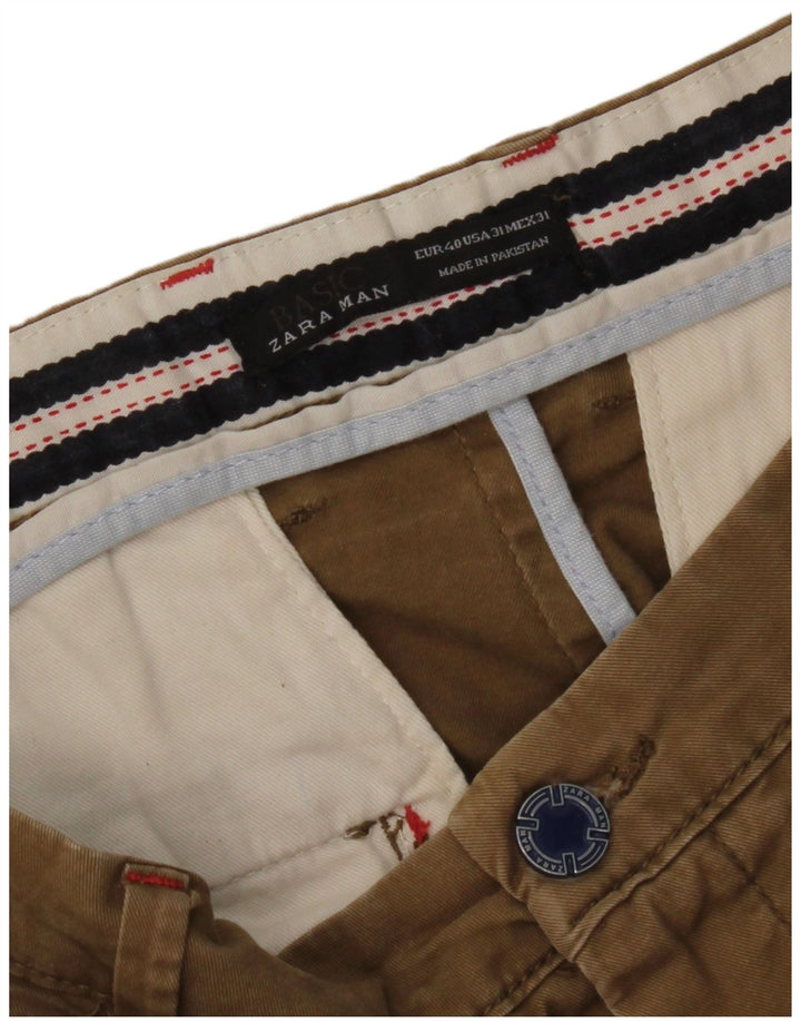Zara Ανδρικό παντελόνι Chino Slim EU 40 Medium W31 L33 Καφέ