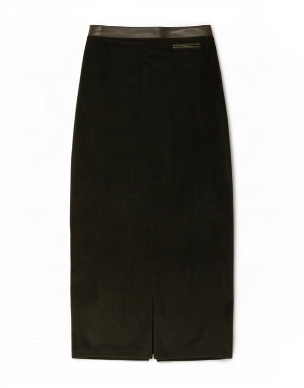 Aria Γυναικεία Maxi Corduroy Φούστα UK 12 Medium W28 Green Tencel