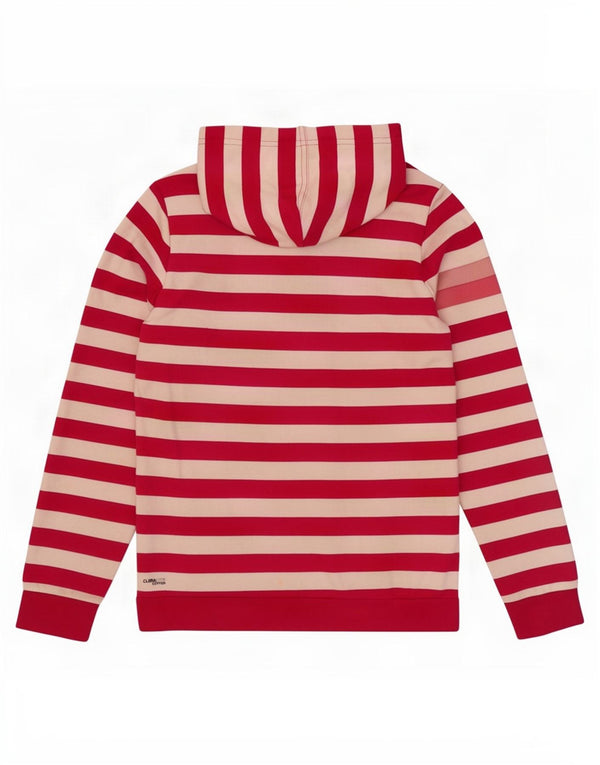 Adidas Γυναικείο Climalite Hoodie Jumper UK 14 Μέτριο ροζ βαμβακερό ριγέ