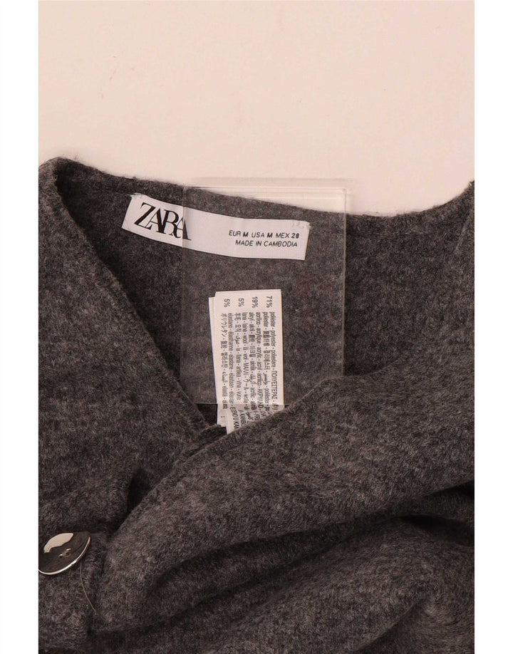 Zara Γυναικείο πλεκτό γιλέκο UK 12 Medium Grey Polyester