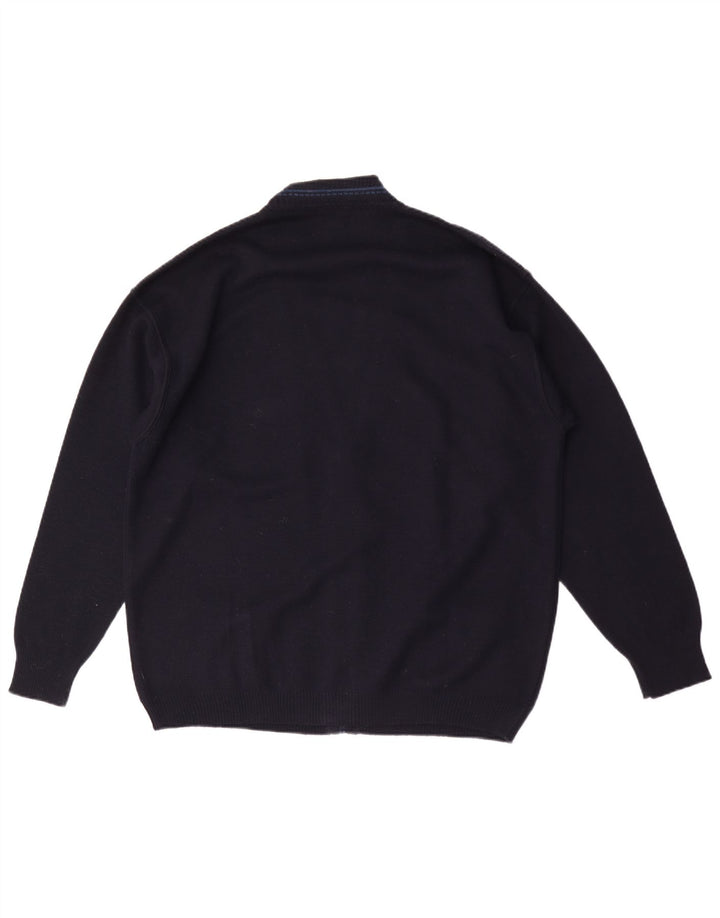 Ανδρικό vintage γραφικό ζακέτα XL Μαλλί Navy Blue