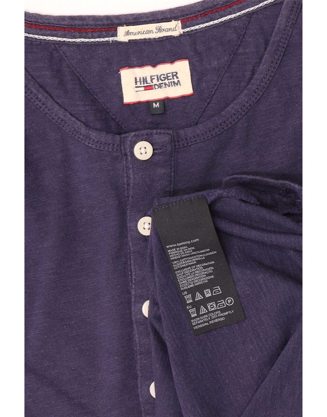 Tommy Hilfiger Ανδρικό Μπλουζ Henley Μακρυμάνικο μεσαίο μπλε βαμβακερό