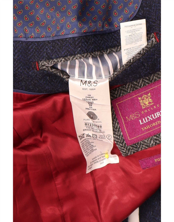 Marks & Spencer Ανδρικό μπουφάν σακάκι με 2 κουμπιά UK 48 2XL Navy Blue Wool