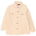 Zara Γυναικείο Κοτλέ Μπουφάν UK 16 Large Beige Βαμβακερό