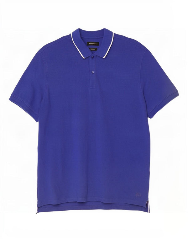 Ανδρικό μπλουζάκι πόλο Massimo Dutti 2XL Μπλε βαμβακερό