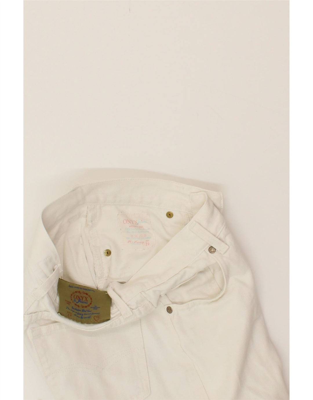 ONYX Womens Marylin Straight Jeans W29 L29 White Cotton Vintage Onyx and Second-Hand Onyx from Messina Hembry 