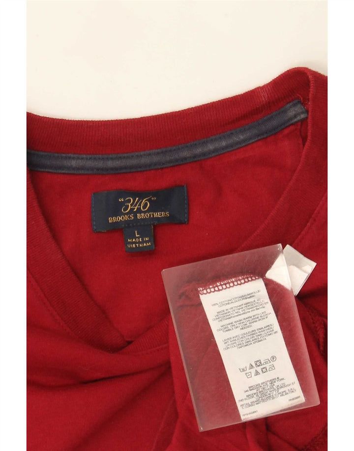 Brooks Brothers Ανδρικό μπλουζάκι με κανονική εφαρμογή Μακρυμάνικο μεγάλο κόκκινο βαμβακερό