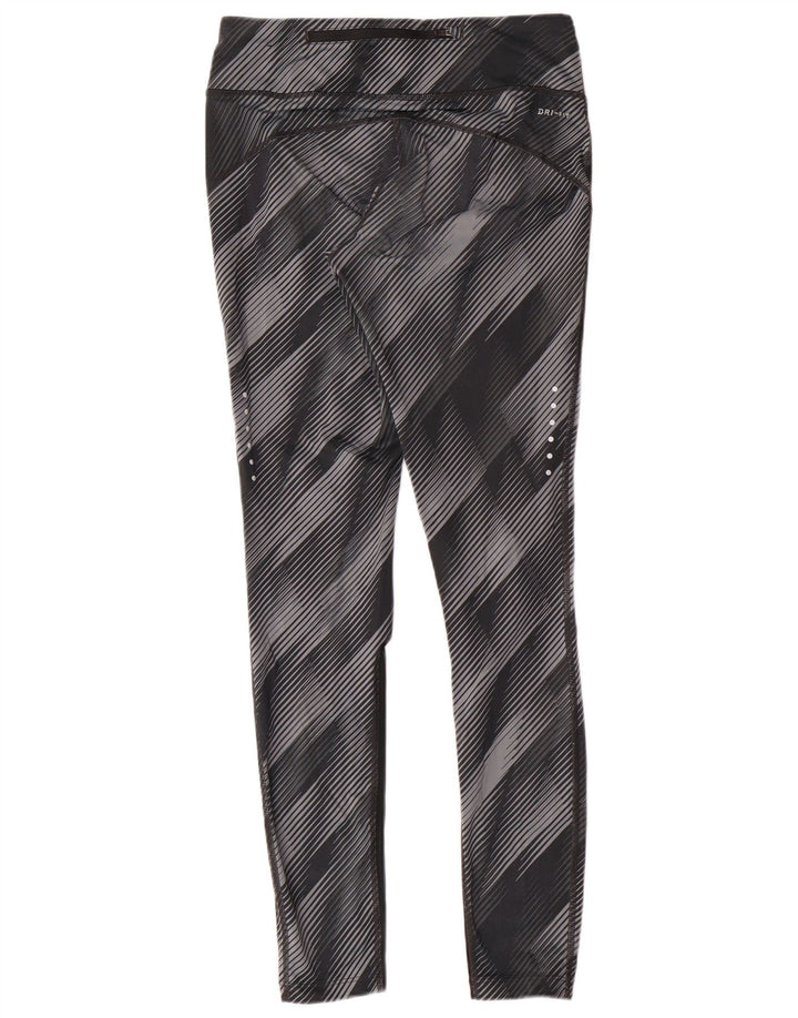 NIKE Womens Dri Fit Leggings UK 8 Small  Grey Striped Polyester