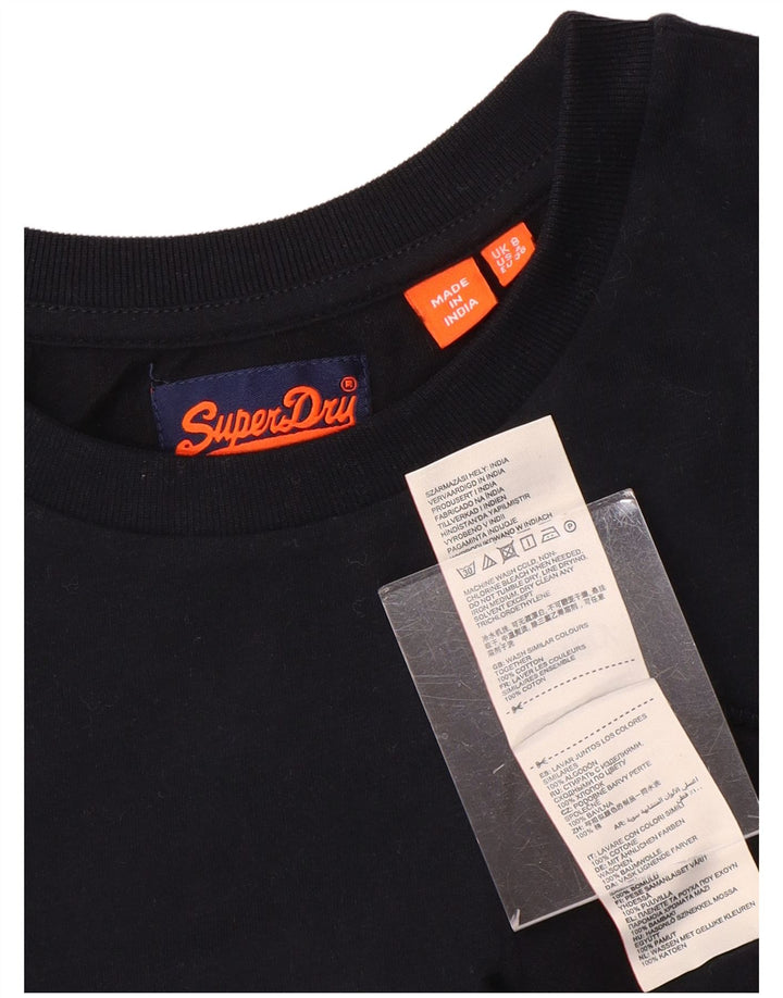 Γυναικείο T-Shirt SUPERDRY Top UK 8 Small μαύρο βαμβακερό