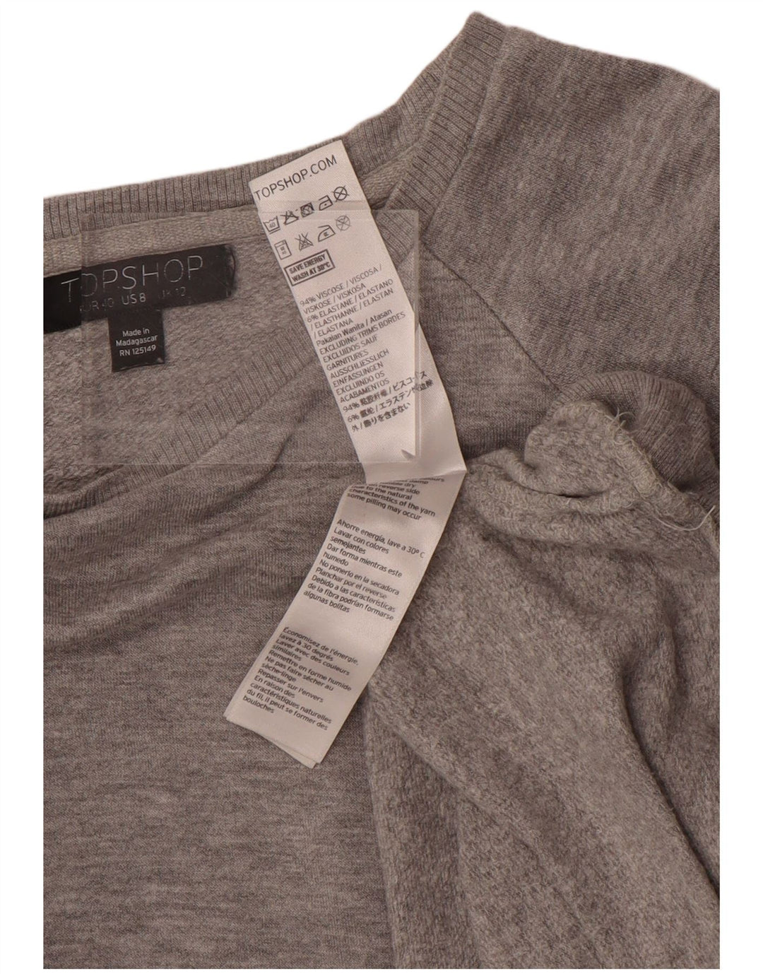 Γυναικείο φούτερ Topshop Oversized Jumper UK 12 Medium Grey Viscose