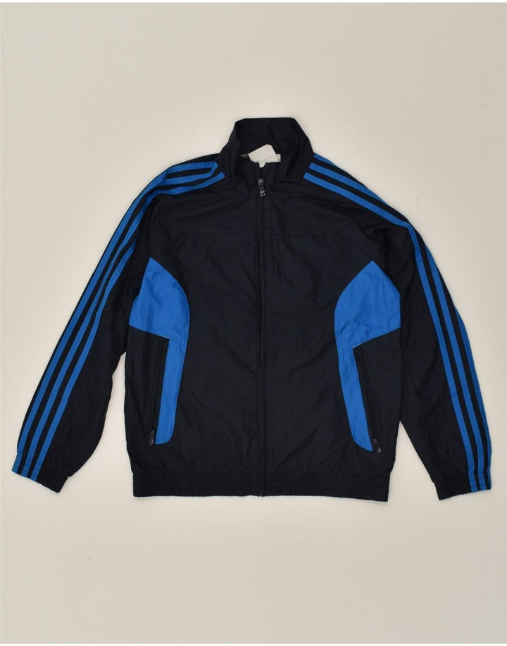 ADIDAS Boys Graphic Tracksuit Top Jacket 9-10 Years Navy Blue Colourblock | Vintage Adidas | Thrift | Second-Hand Adidas | Used Clothing | Messina Hembry 