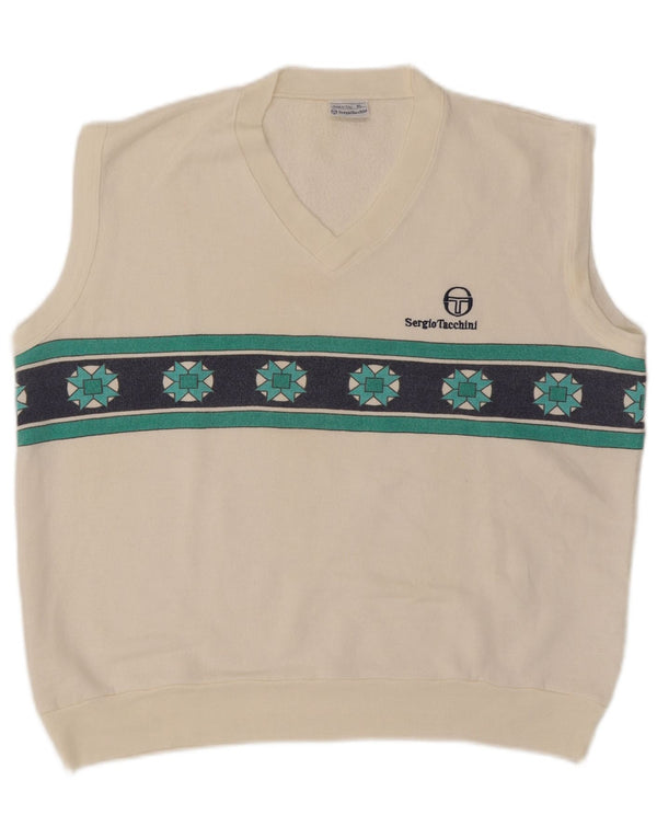 Sergio Tacchini Ανδρικό γιλέκο Tank Top XL Λευκό γεωμετρικό ακρυλικό