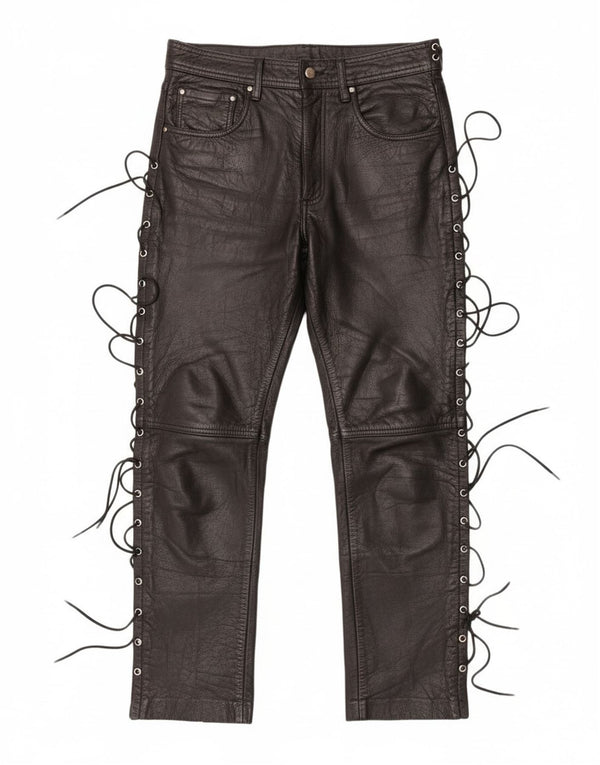 Vintage Mens Straight Leather Trousers IT 48 Medium W30 L29 Black