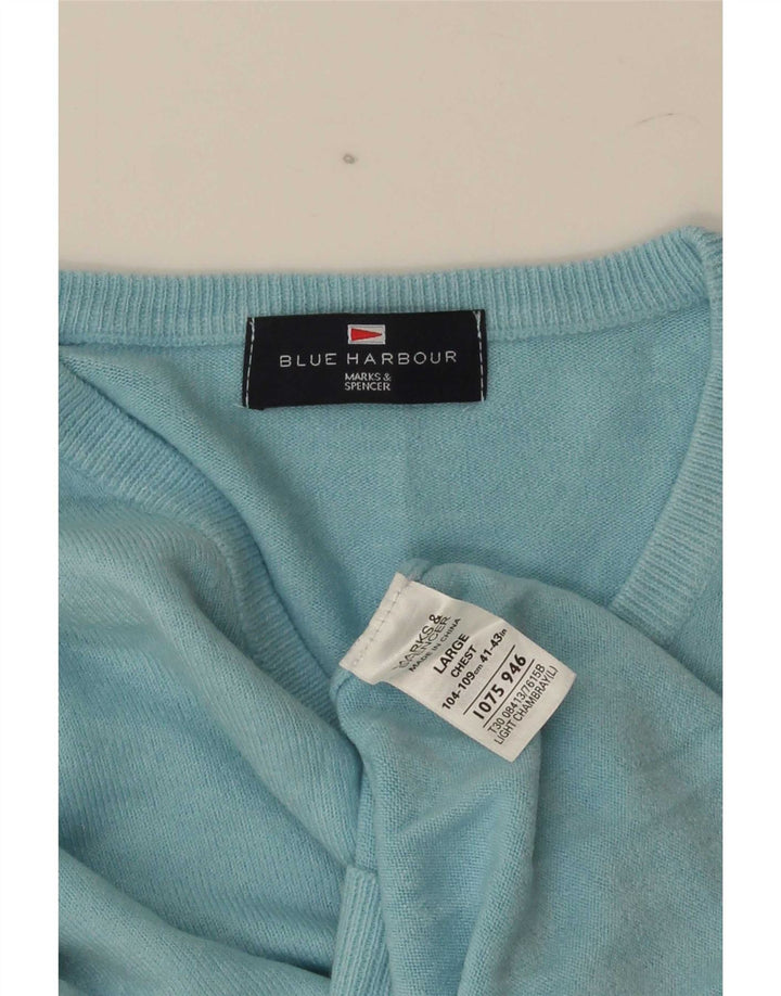 Ανδρικό πουλόβερ Marks & Spencer Blue Harbor με λαιμόκοψη με λαιμόκοψη μεγάλο ακρυλικό