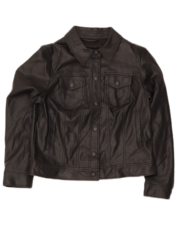 Marks & Spencer Γυναικείο μπουφάν από συνθετικό δέρμα Bomber UK 12 Medium Black