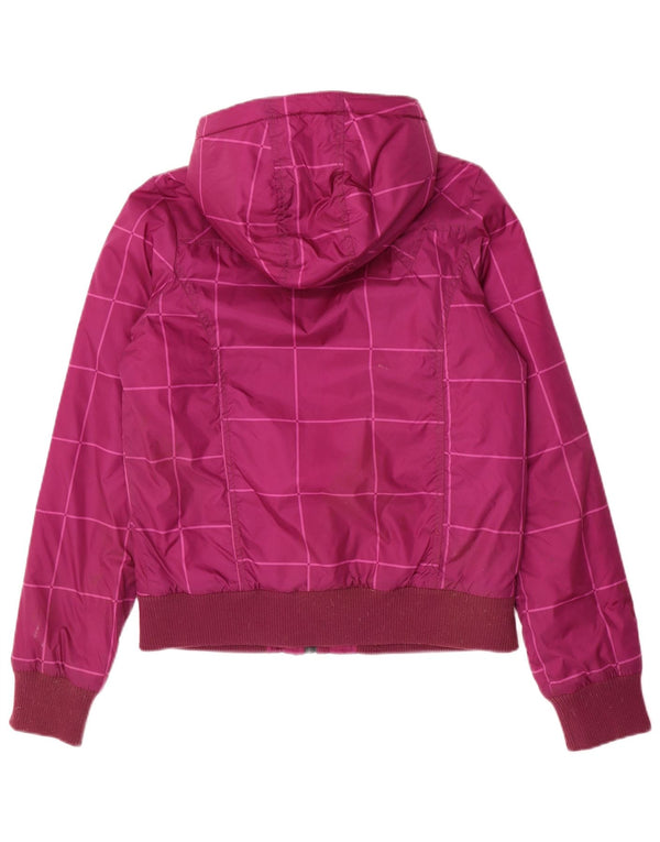 Vans Womens Hooded Bomber Jacket UK 14 Medium Purple Check Nylon