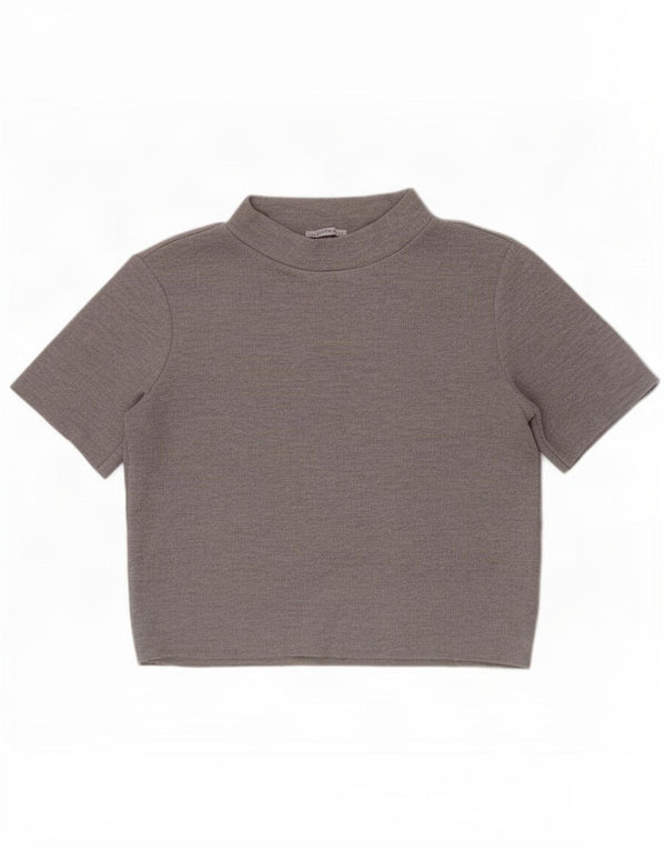 Zara Γυναικείο T-Shirt Crop Top UK 16 Large Grey