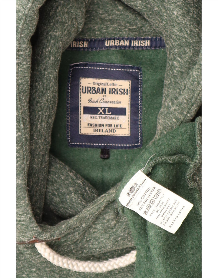 URBAN IRISH Ανδρικό φούτερ με κουκούλα XL Βαμβακερό πράσινο