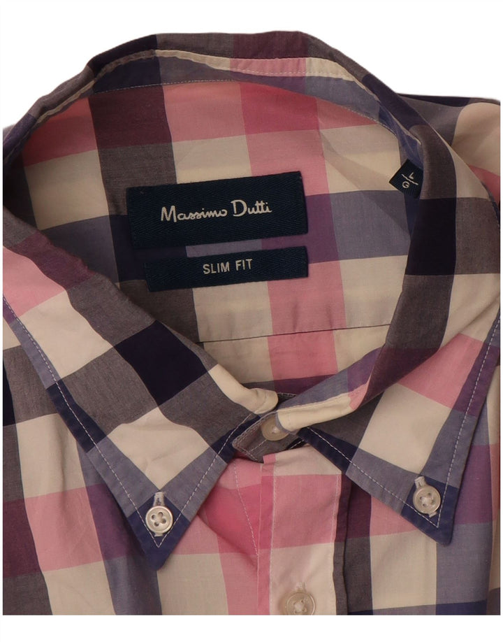 MASSIMO DUTTI Ανδρικό πουκάμισο Slim Fit Μεγάλο πολύχρωμο καρό