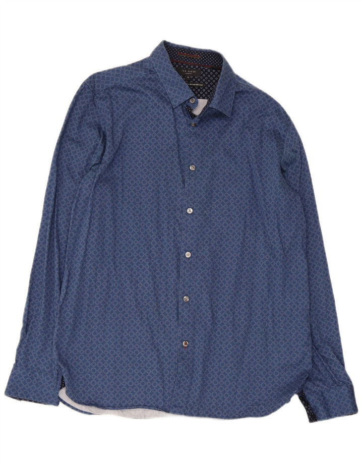 Ανδρικό πουκάμισο Ted Baker 5 XL Μπλε γεωμετρικό βαμβακερό