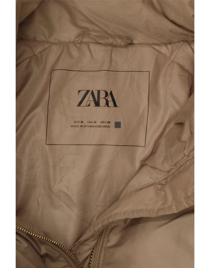 Γυναικείο μπουφάν ZARA με κουκούλα με επένδυση UK 14 Medium Beige Polyester